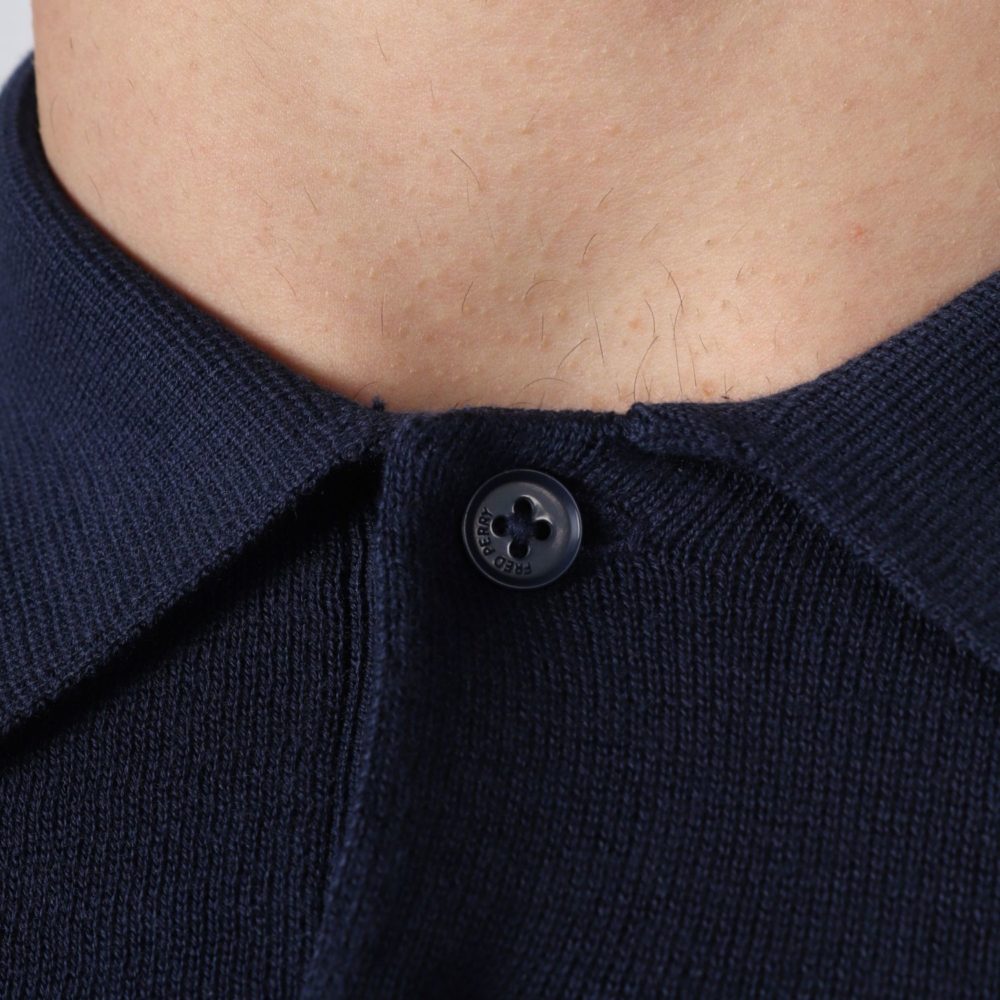 Fred Perry Side Panel Knitted Polo - Dark Carbon