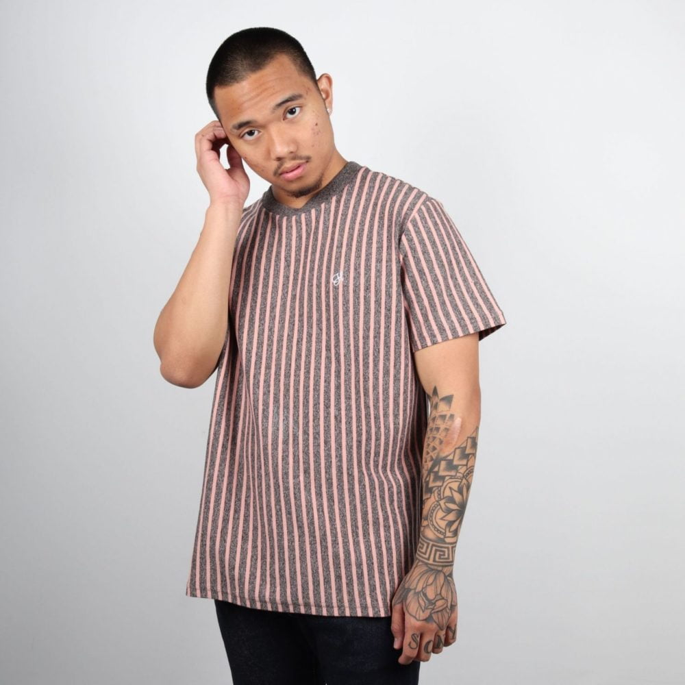 HUF Overdyed Vertical Stripe Tee - Coral Pink HUF Overdyed Vertical Stripe Tee - Coral Pink