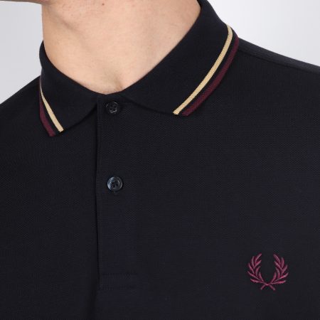 Fred Perry Twin Tipped Polo - Navy/Champagne/Mahogany