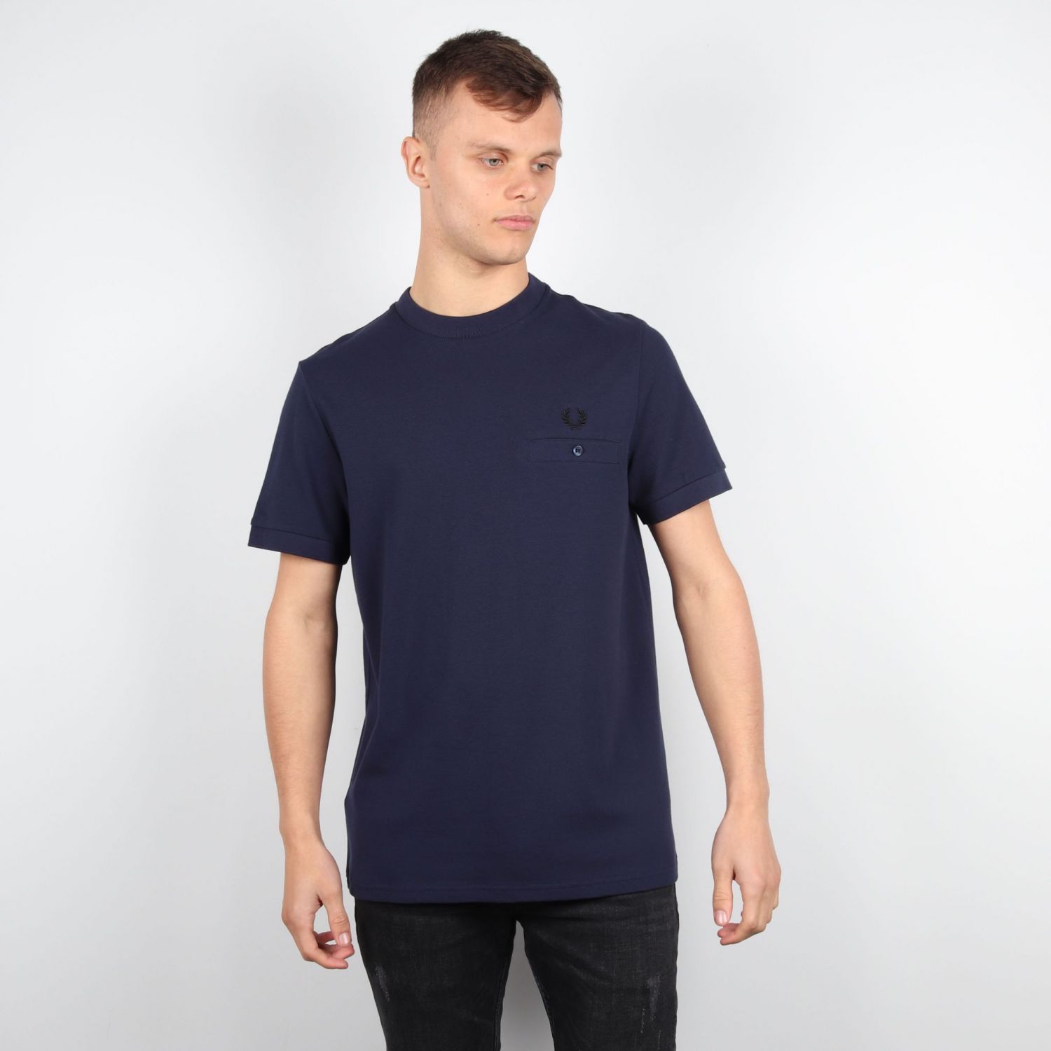Fred Perry Pocket Detail Pique Tee - Carbon Blue