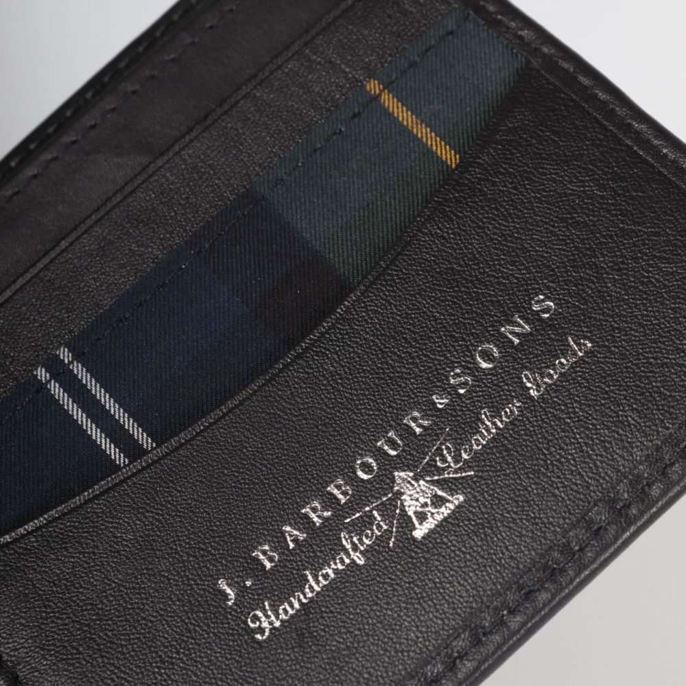 Barbour Colwell Leather Bifold Wallet - Black/Seaweed Tartan