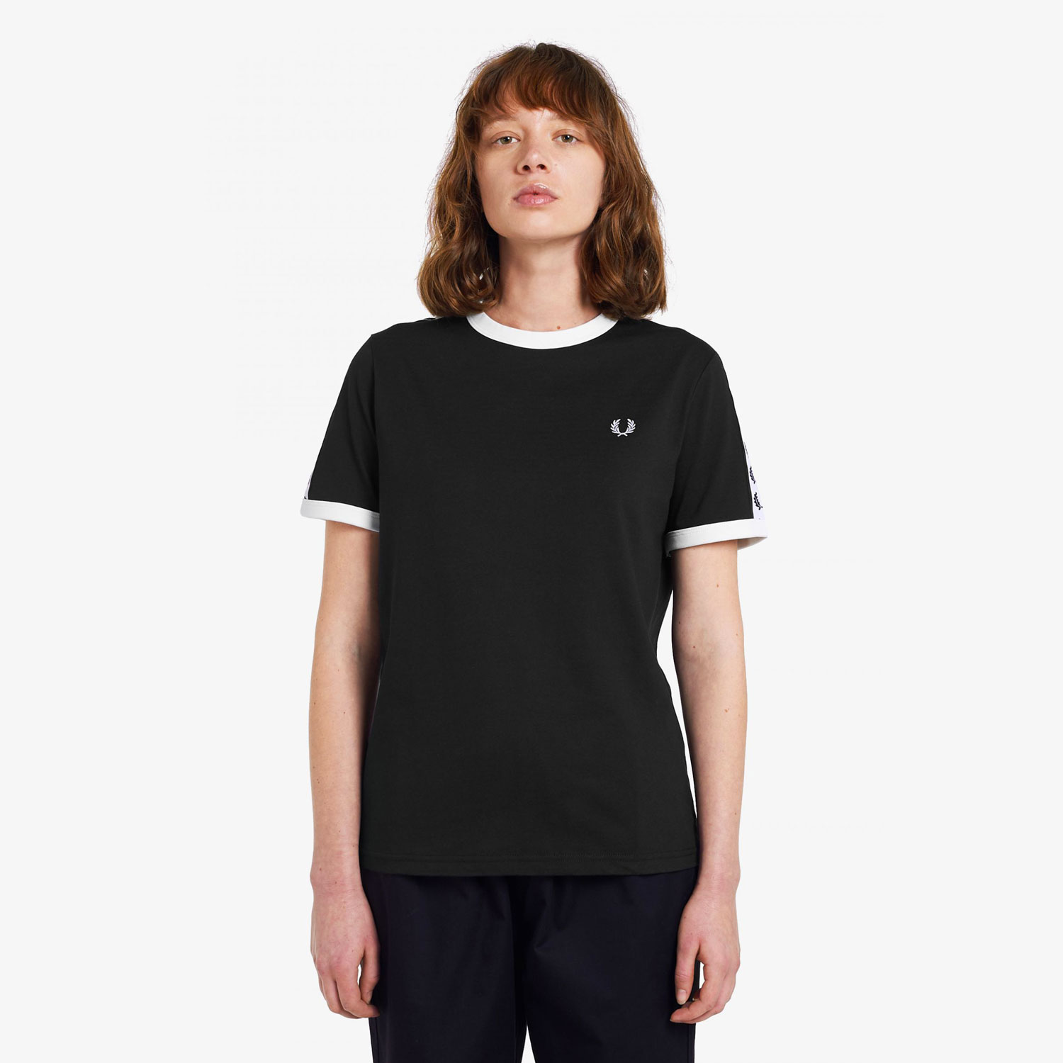 Fred Perry Womens Taped Tee - Black