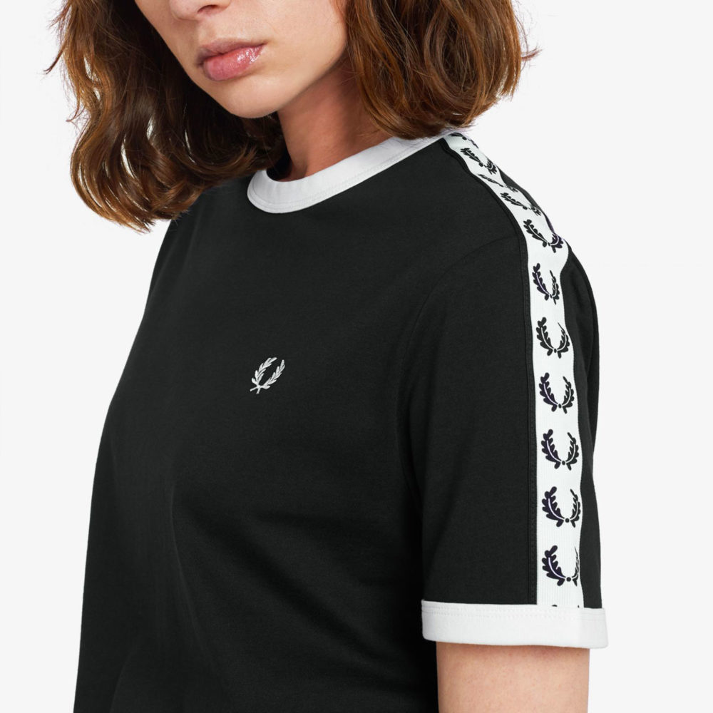 Fred Perry Womens Taped Tee - Black