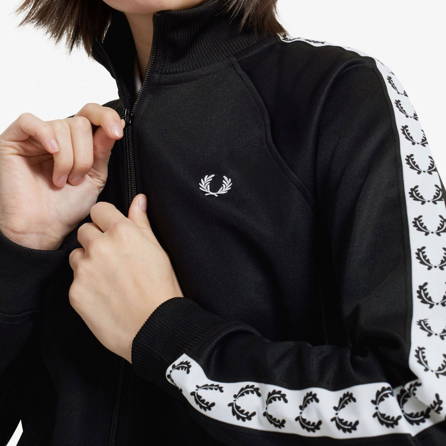 Fred Perry Womens Taped Tracktop - Black
