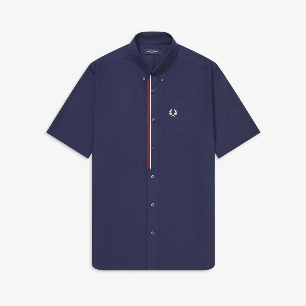 Fred Perry SS Taped Placket Shirt - Carbon Blue