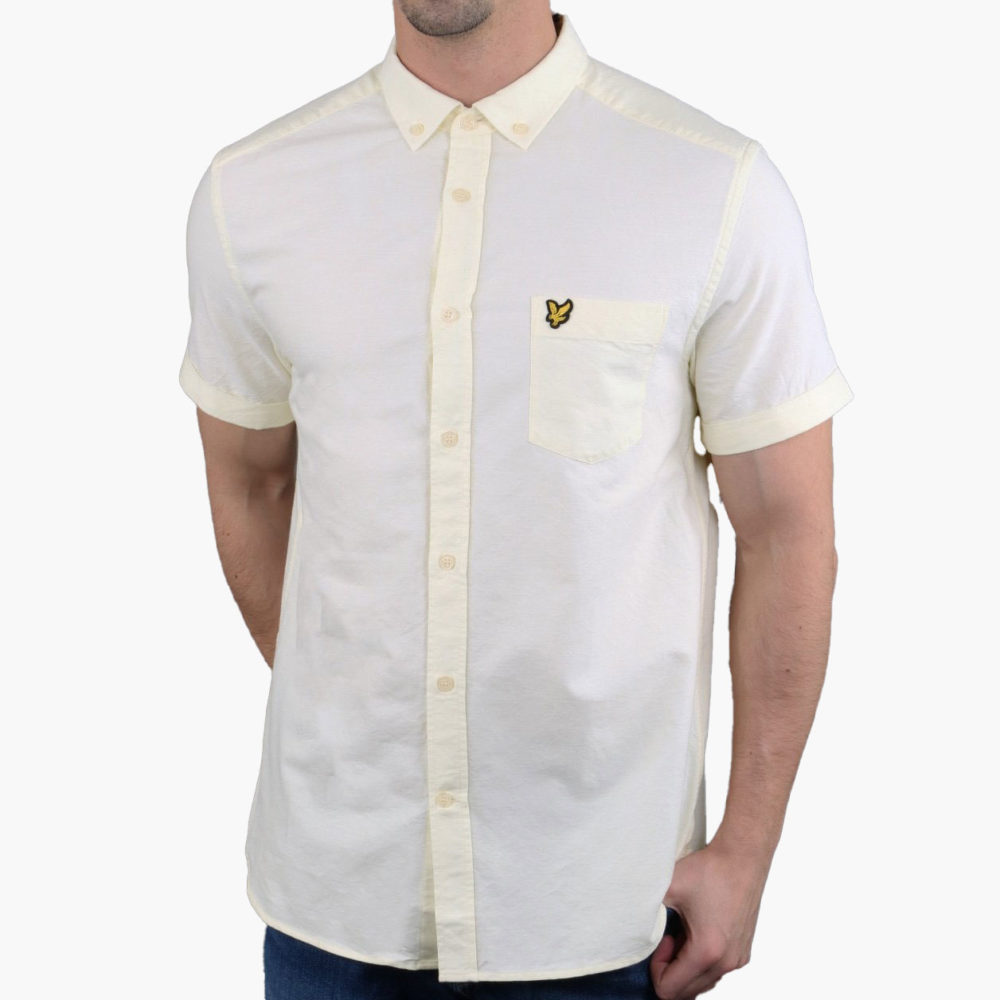 Lyle & Scott Oxford SS Shirt - Buttercream/White