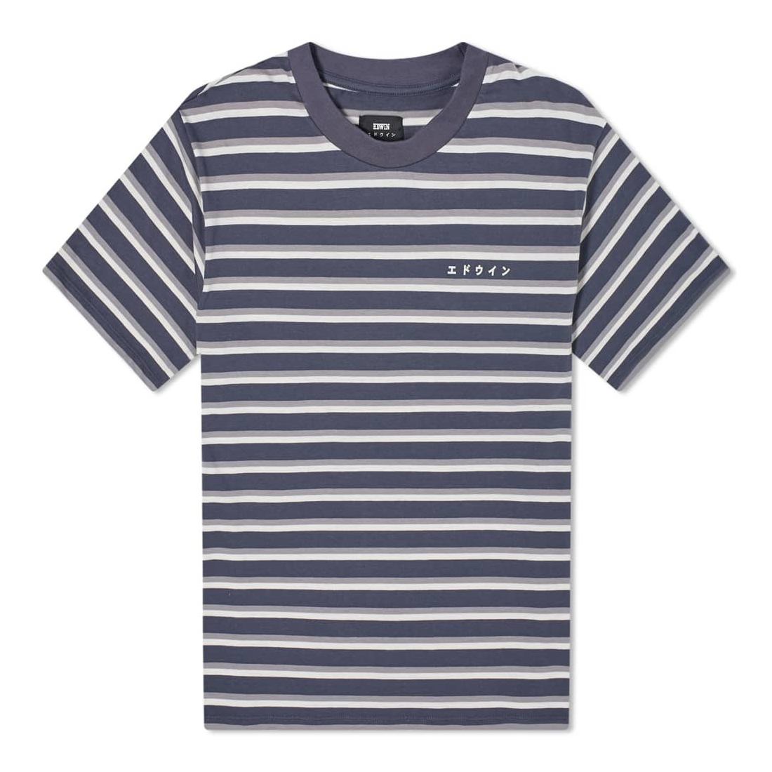 Edwin Quarter Tee - French Navy/Frost Grey