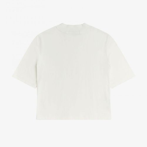 Fred Perry Women High Neck Badge Detail Tee - Snow White