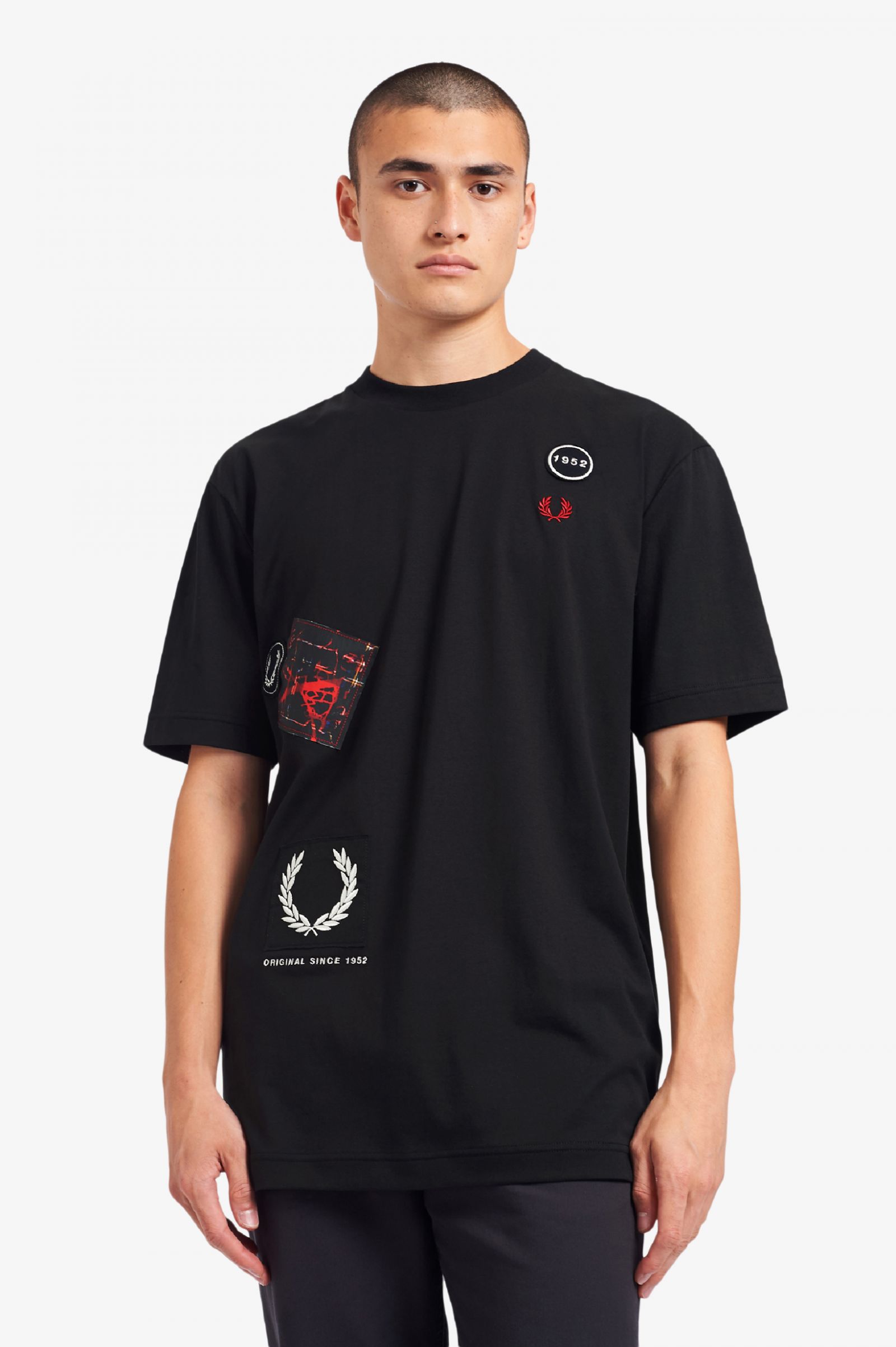 Fred Perry Graphic Applique Tee - Black