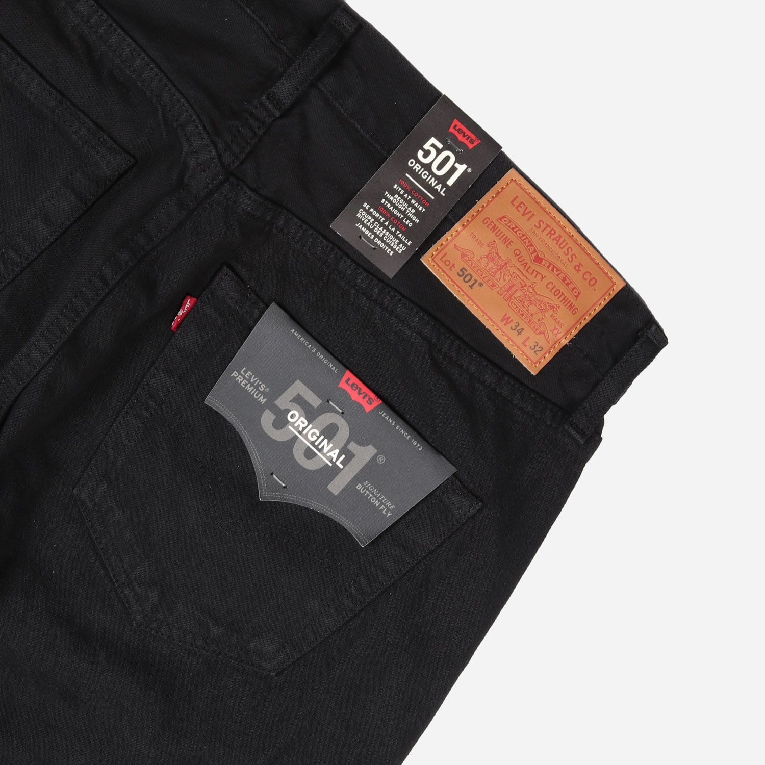 Levis 501 Original Regular Straight Fit Jean - Black/80701 | The Cream Store