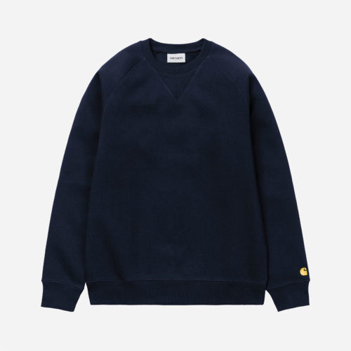 Carhartt WIP Regular Fit Long Sleeve Chase Sweat - Dark Navy/Gold
