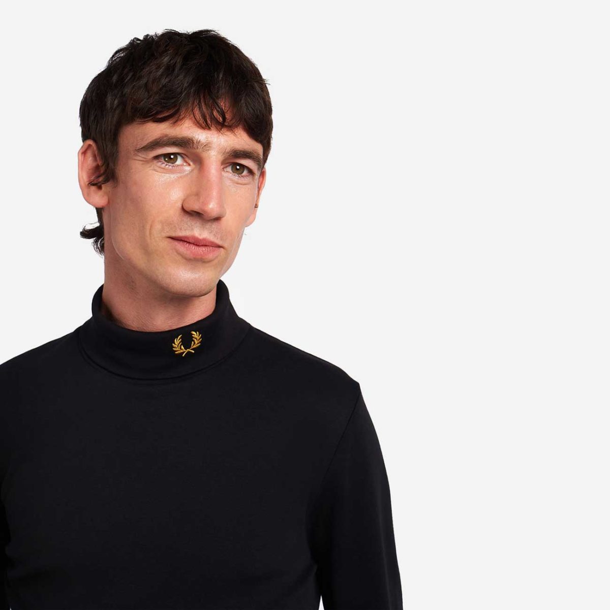 Fred Perry Roll Neck Long Sleeve Top - Black