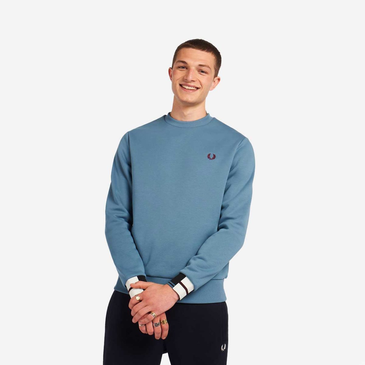 Fred Perry Abstract Tipped Sweatshirt - Ash Blue