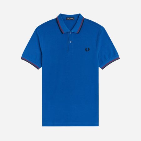 Fred Perry Twin Tipped Polo - Mid Blue/Claret/Black