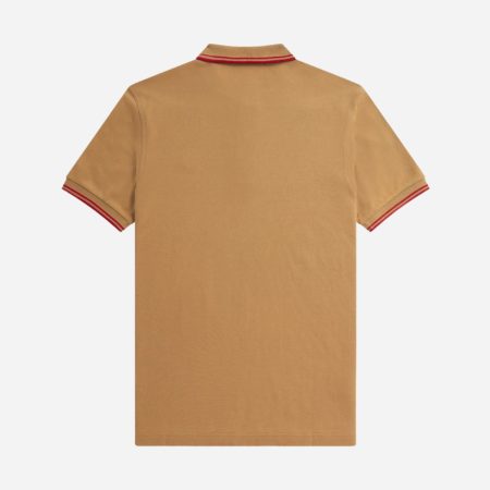 Fred Perry Twin Tipped Polo - Warm Stone/Blood