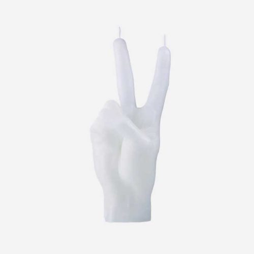 Peace Hand Gesture Candle - White