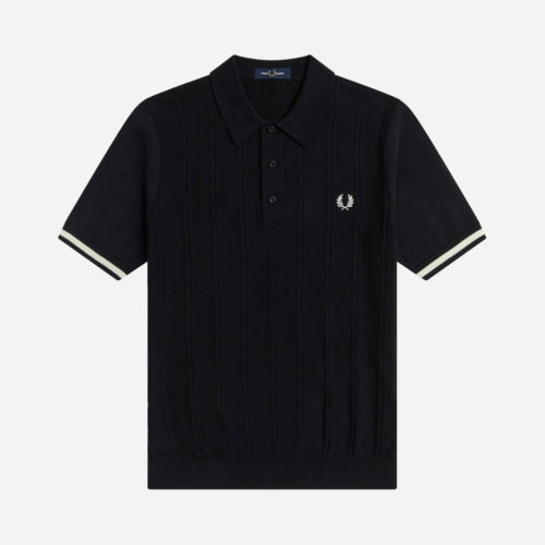 Fred Perry Tipping Texture Knitted Shirt - Black