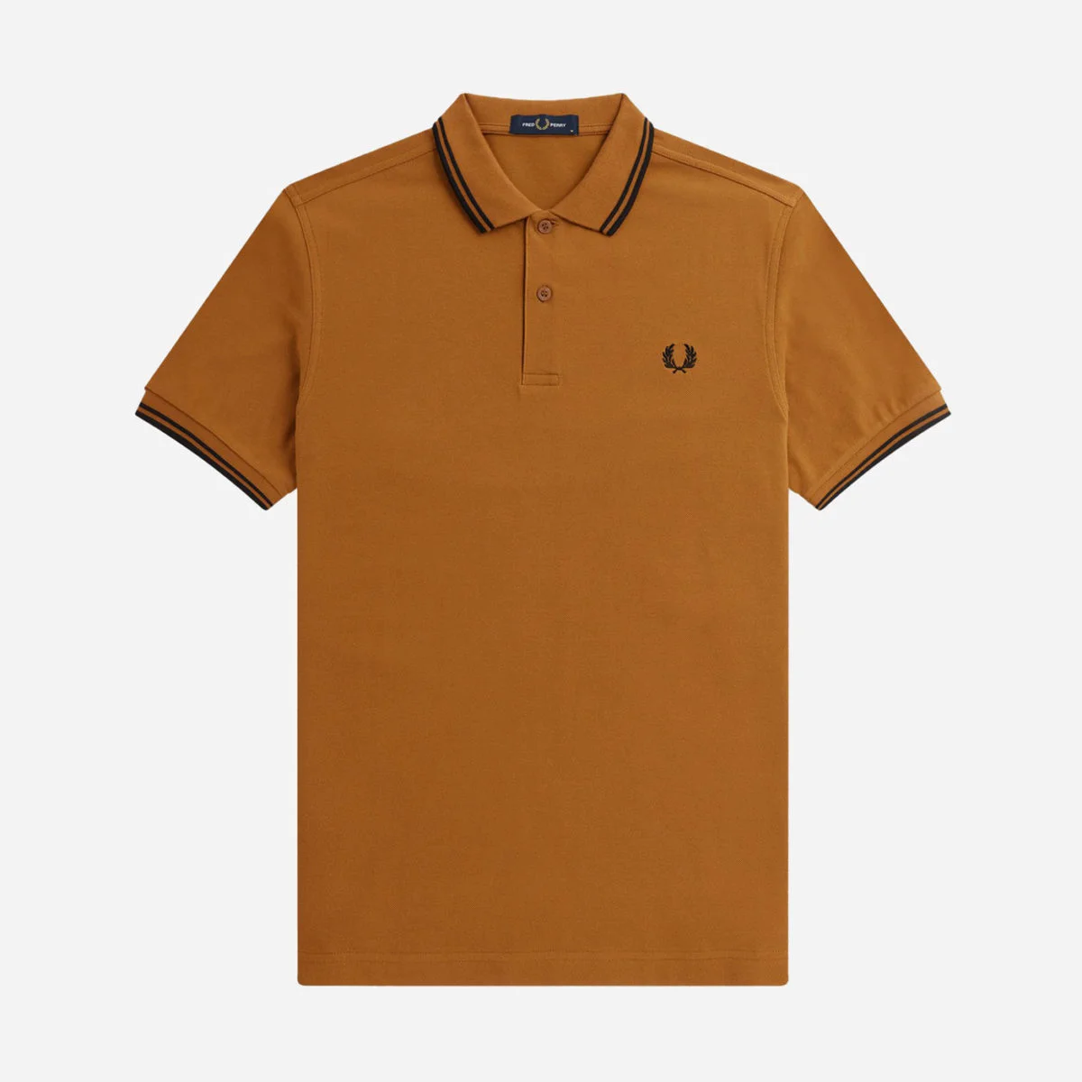 Fred Perry Twin Tipped Polo - Dark Caramel/Black