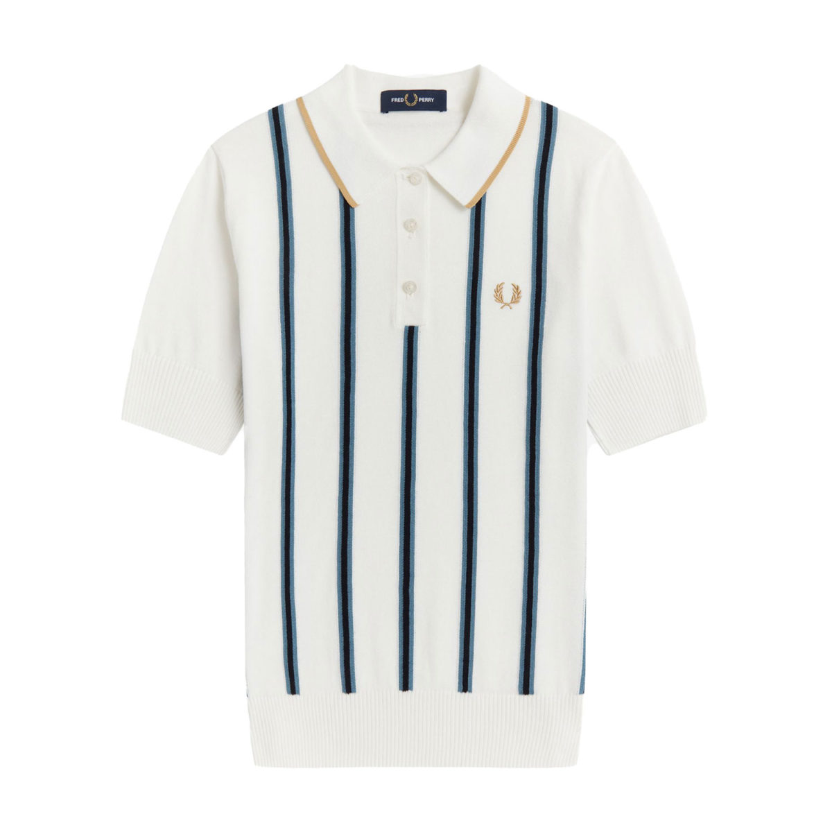 Fred Perry Women's Striped Knitted Polo - Snow White
