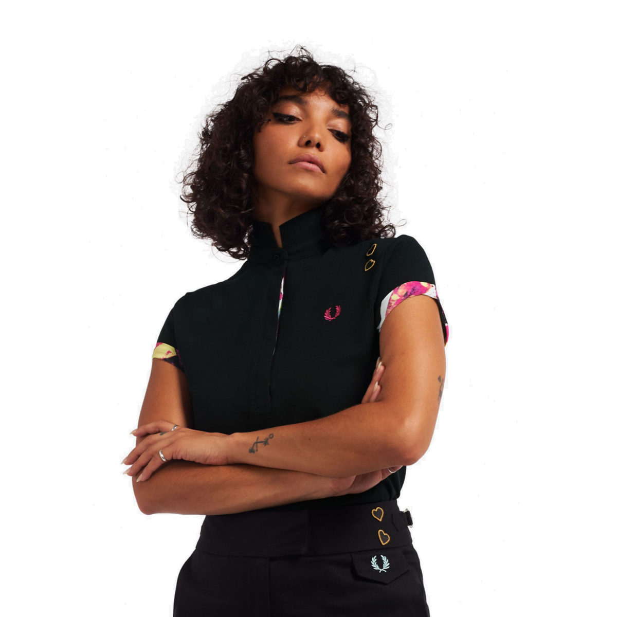Fred Perry Women's X Amy Winehouse Contrast Trim Pique Polo - Black