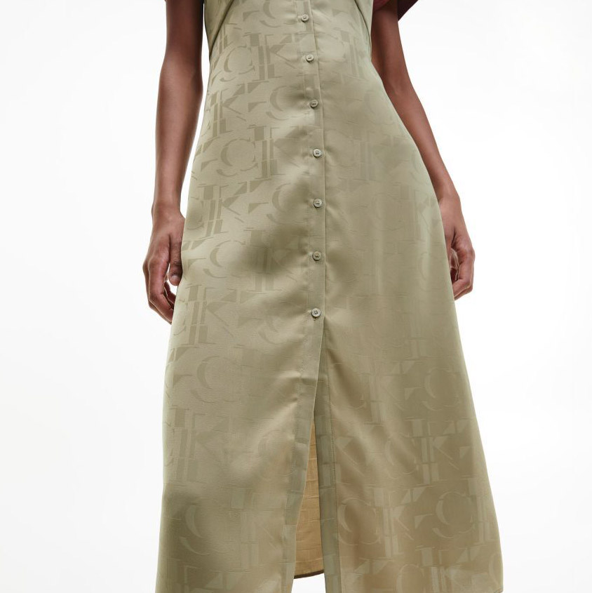 Calvin Klein Women's Button Through Slip Dress - Logo Aop Woodridge