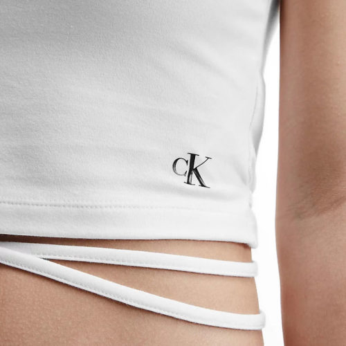 Calvin Klein Women's Cropped Tie Waist Tank Top - Bright White
