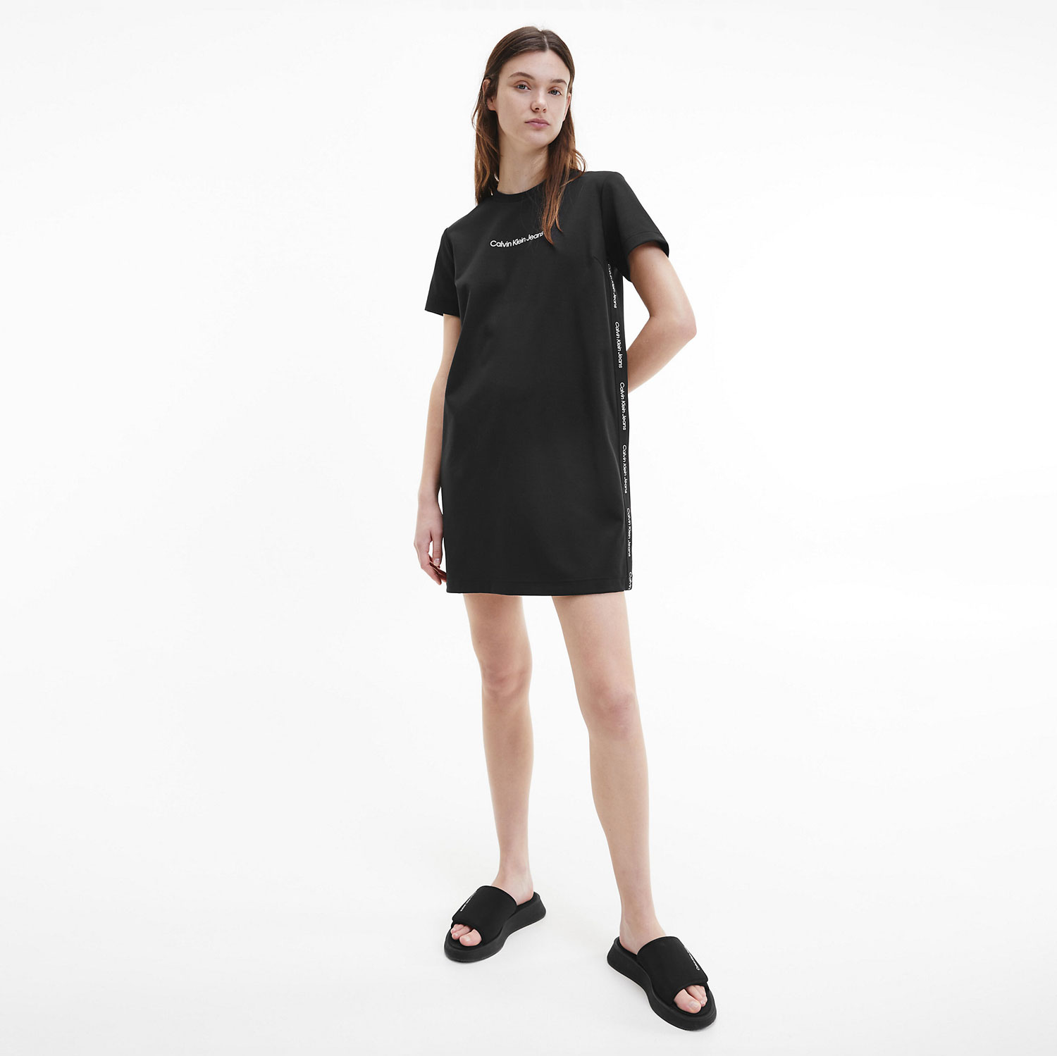 Calvin Klein Women's Recycled Milano T-Shirt Dress - Black