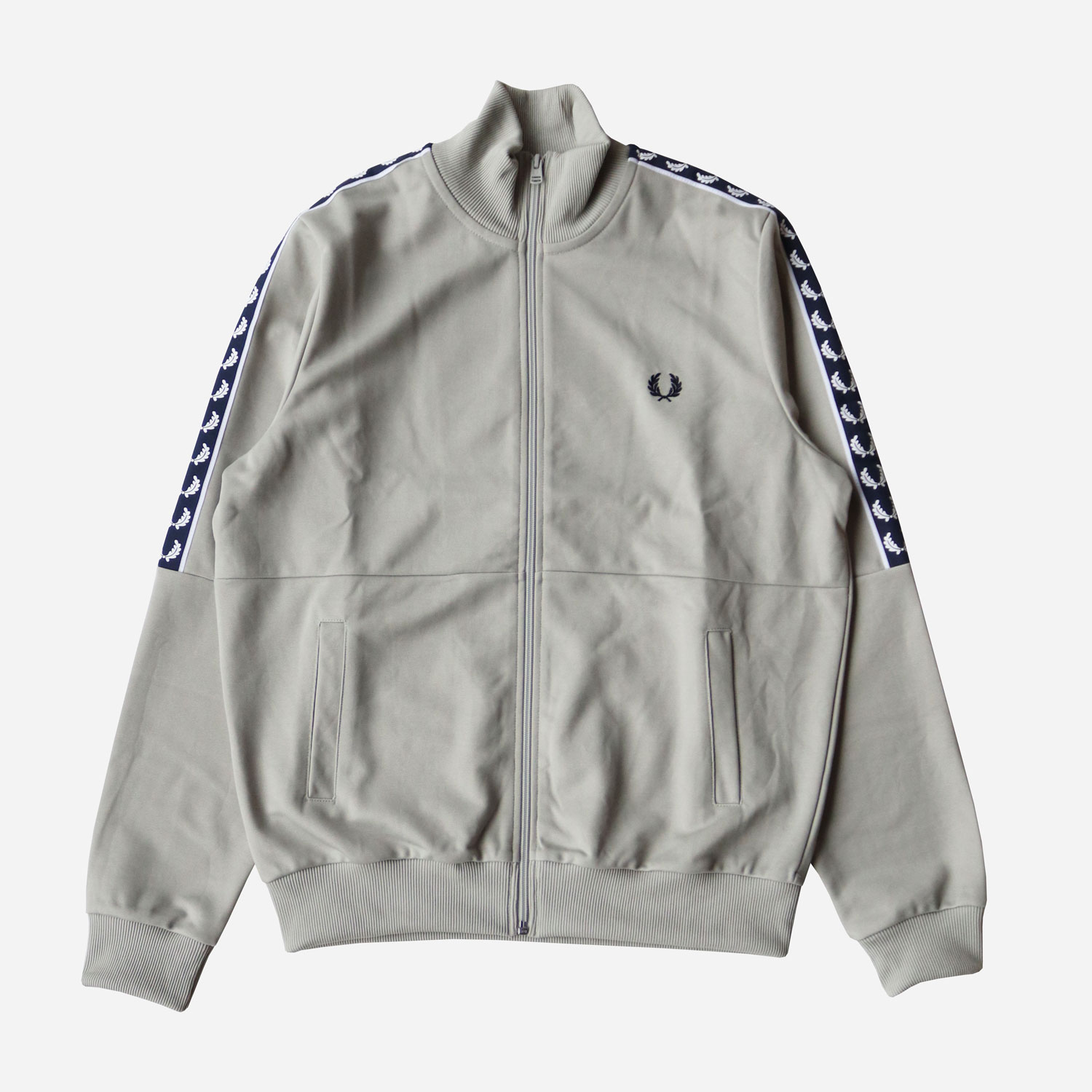 Fred Perry Panelled Taped Track Jacket - Light Oyster