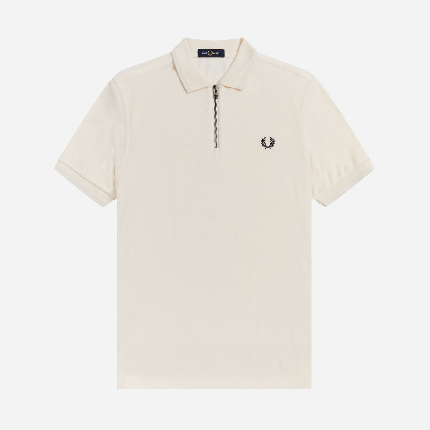 Fred Perry Towelling Zip Neck Polo - Ecru