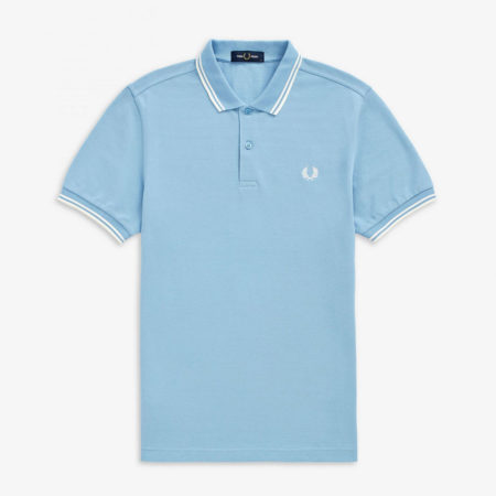 Fred Perry Twin Tipped Polo - Sky/Snow/Snow