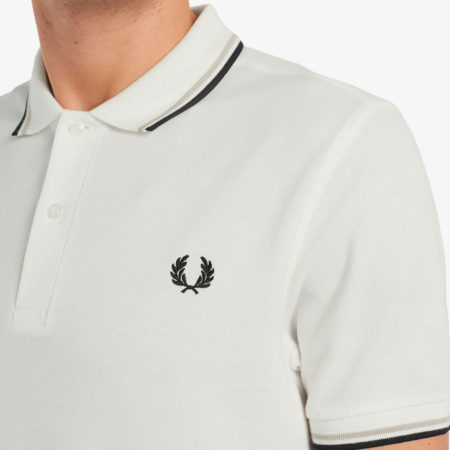 Fred Perry Twin Tipped Polo - Snow White/Light Oyster/Black
