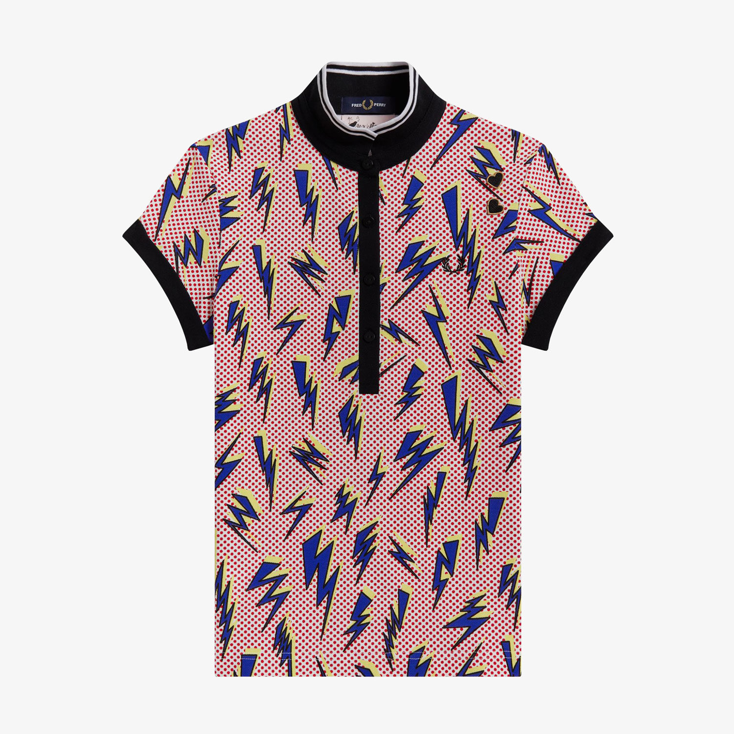 Fred Perry Women X Amy Winehouse Lightning Print Pique Polo - White