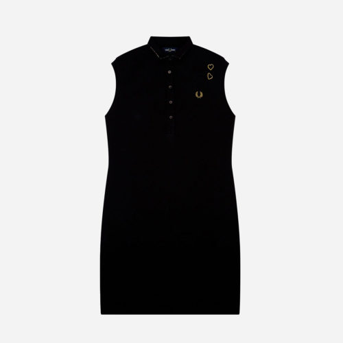 Fred Perry Women X Amy Winehouse Printed Collar Pique Dress - Black