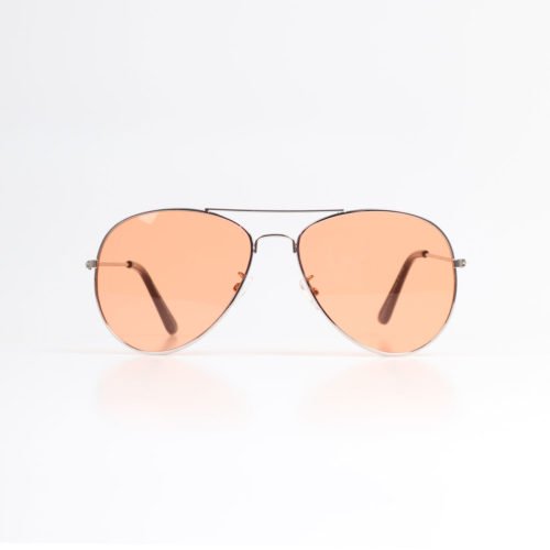 Masterpiece Aviator Sunglasses - Orange Lenses/Silver