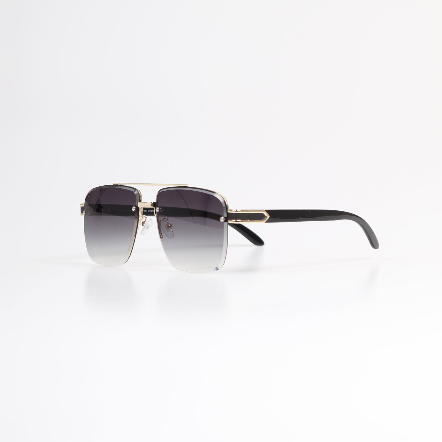 Masterpiece Half Rim Navigator Sunglasses - Gold