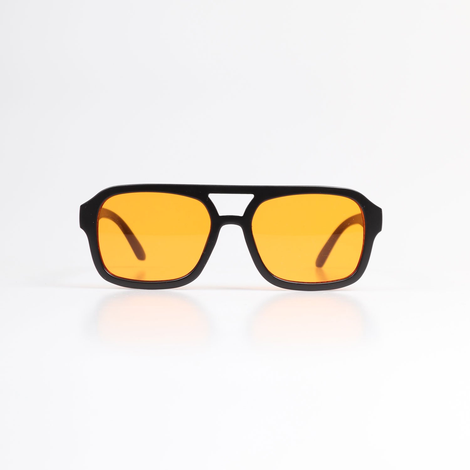 Masterpiece 70's Navigator Sunglasses - Orange Lenses/Black