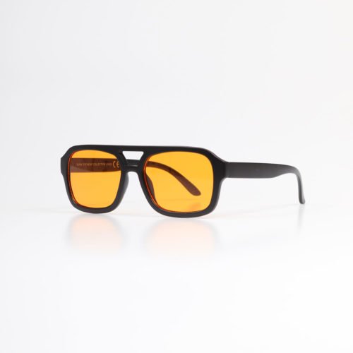 Masterpiece 70's Navigator Sunglasses - Orange Lenses/Black