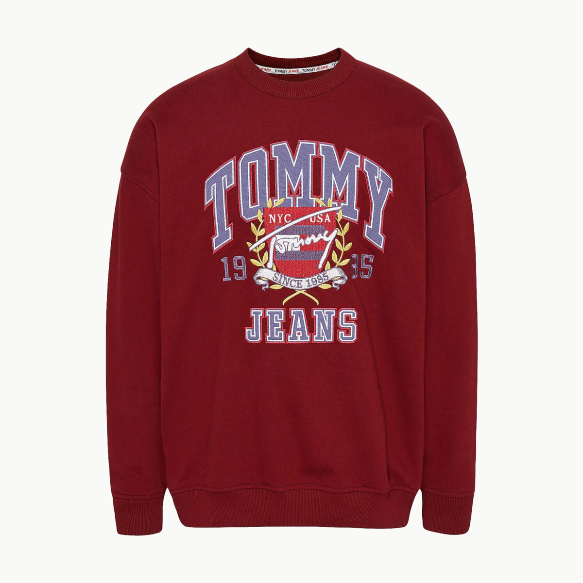Tommy Jeans College Crew Sweat - Bing Cherry