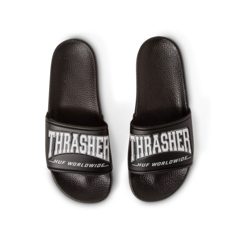 HUF x Thrasher Slide - Black