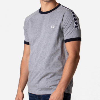 Fred Perry Panelled Taped Tee - Steel Marl