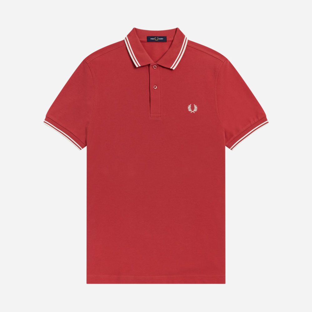 Fred Perry Twin Tipped Polo - Washed Red/Snow/Ecru