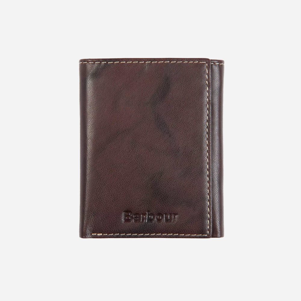 Barbour Crail Leather Trifold Wallet - Chestnut Brown