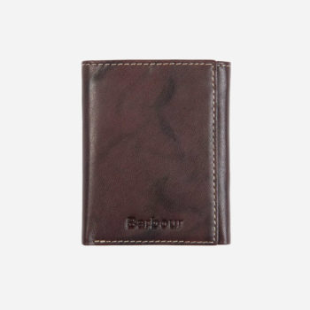 Barbour Crail Leather Trifold Wallet - Chestnut Brown