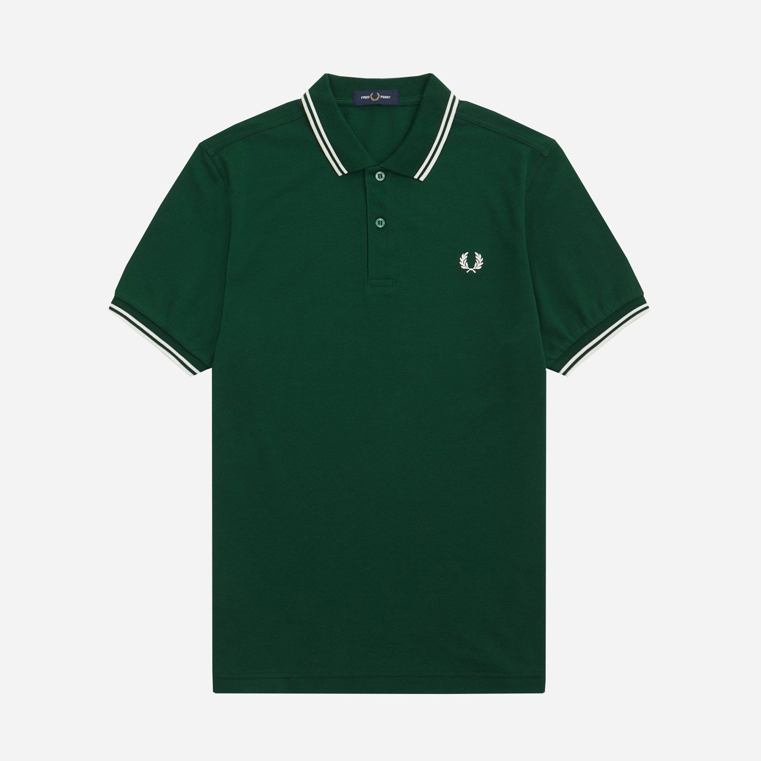 Fred Perry Twin Tipped Polo - Ivy/Snow White/Snow White