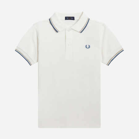 Fred Perry Twin Tipped Polo - Snow White/Light Oyster/Ash Blue