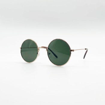Masterpiece Classic Round Metal Sunglasses - Gold/Green Lenses