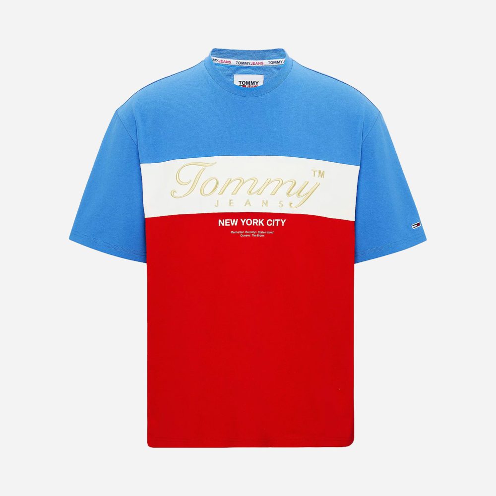 Tommy Jeans Archive Logo Embroidery Tee - Deep Crimson/Multi