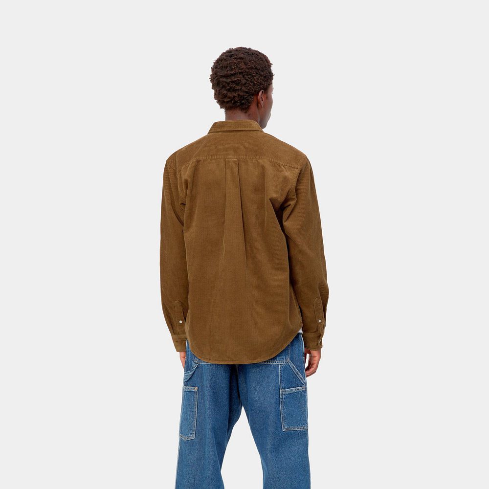 Carhartt Long Sleeve Madison Cord Shirt - Hamilton Brown/Black