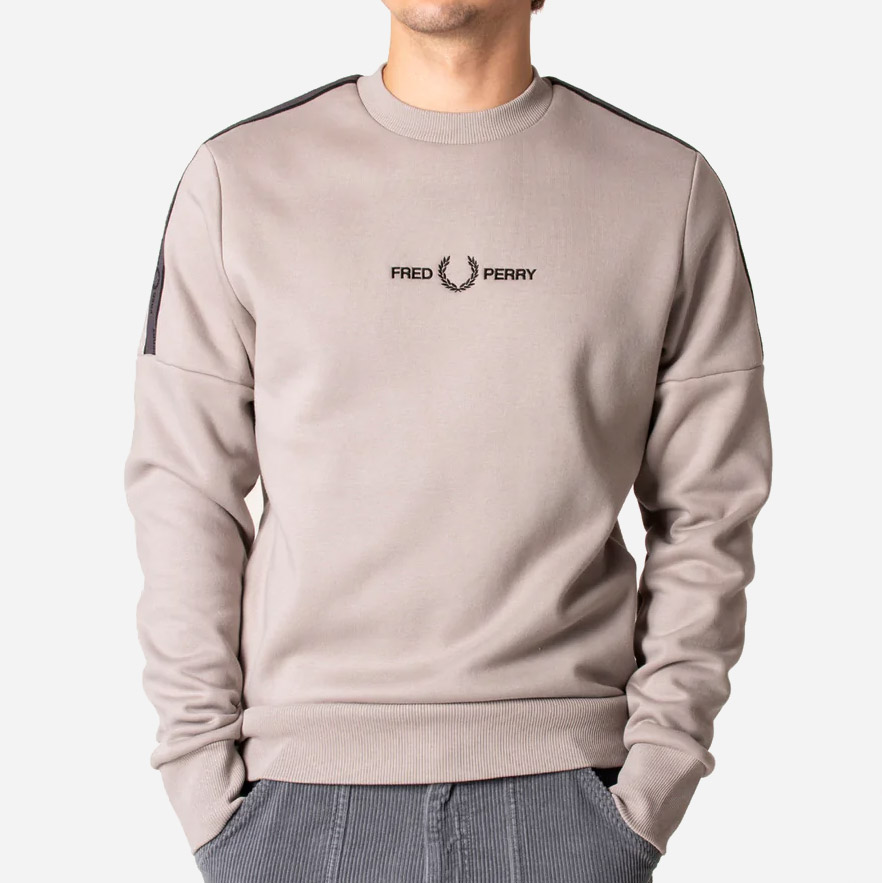 Fred Perry Tape Sleeve Sweatshirt - Concrete