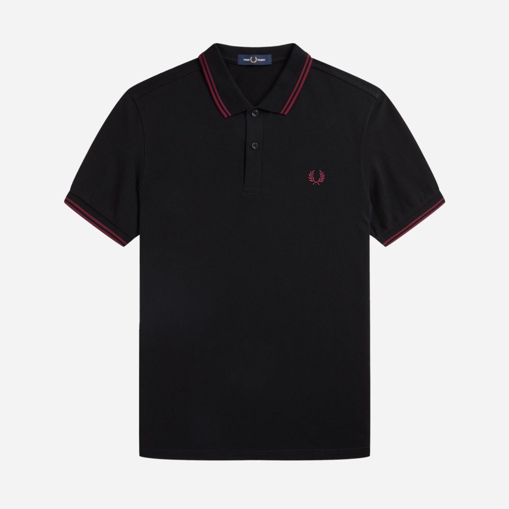 Fred Perry Twin Tipped Polo - Black/Tawny Port